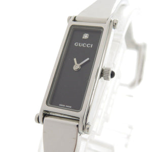 グッチ 1Pダイヤ 1500L SS ブラック 黒文字盤 シルバー クオーツ 腕時計 1059【中古】GUCCI