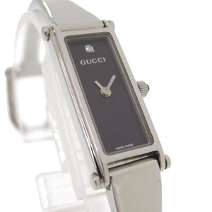 グッチ 1Pダイヤ 1500L SS ブラック 黒文字盤 シルバー クオーツ 腕時計 1059【中古】GUCCI