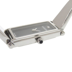 グッチ 1Pダイヤ 1500L SS ブラック 黒文字盤 シルバー クオーツ 腕時計 1059【中古】GUCCI