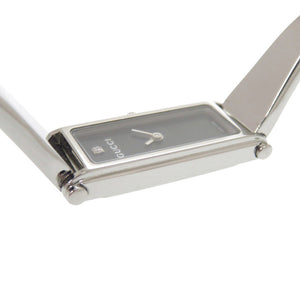 グッチ 1Pダイヤ 1500L SS ブラック 黒文字盤 シルバー クオーツ 腕時計 1059【中古】GUCCI