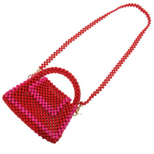 未使用品 ケイトスペード 2WAY ハンド ビーズ レッド 赤 ショルダーバッグ 1076【中古】Kate Spade