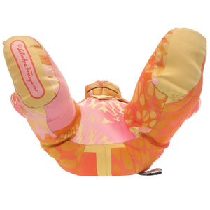サルヴァトーレフェラガモ シルク オレンジ/ピンク ぬいぐるみ 1079【中古】Salvatore Ferragamo