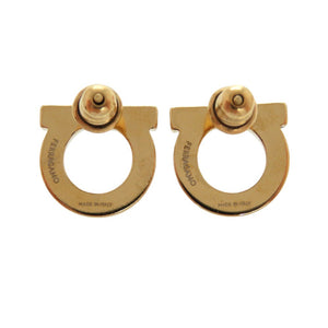 美品 サルヴァトーレフェラガモ ガンチーニ パール 760125 696581 クリスタル 真鍮 ゴールド ピアス 1101【中古】Salvatore Ferragamo