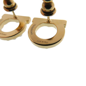 美品 サルヴァトーレフェラガモ ガンチーニ パール 760125 696581 クリスタル 真鍮 ゴールド ピアス 1101【中古】Salvatore Ferragamo