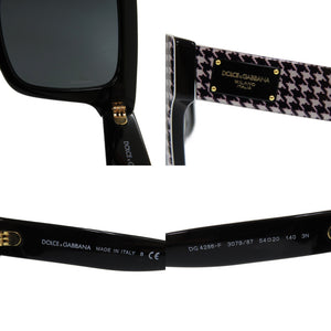 新品同様 ドルチェアンドガッバーナ ハウンドトゥース DG4286-F 3079 87 54□20 140 3N プラスチック ブラック 黒 サングラス 1178【中古】DOLCE&GABBANA