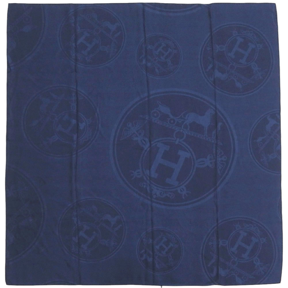新品同様 エルメス カレ110 ニュー リブリス カシミヤ シルク ブルー プロフォン スカーフ 1202【中古】HERMES