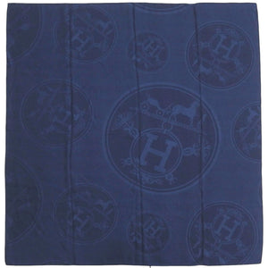 新品同様 エルメス カレ110 ニュー リブリス カシミヤ シルク ブルー プロフォン スカーフ 1202【中古】HERMES