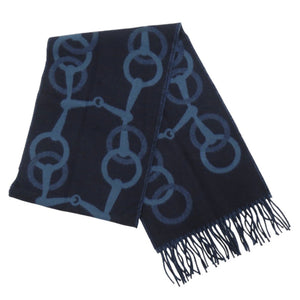 未使用品 エルメス エニー モール カシミヤ マリン ブルーテュルカン マフラー 1205【中古】HERMES