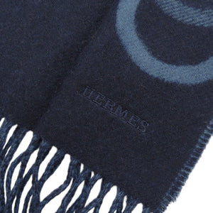 未使用品 エルメス エニー モール カシミヤ マリン ブルーテュルカン マフラー 1205【中古】HERMES