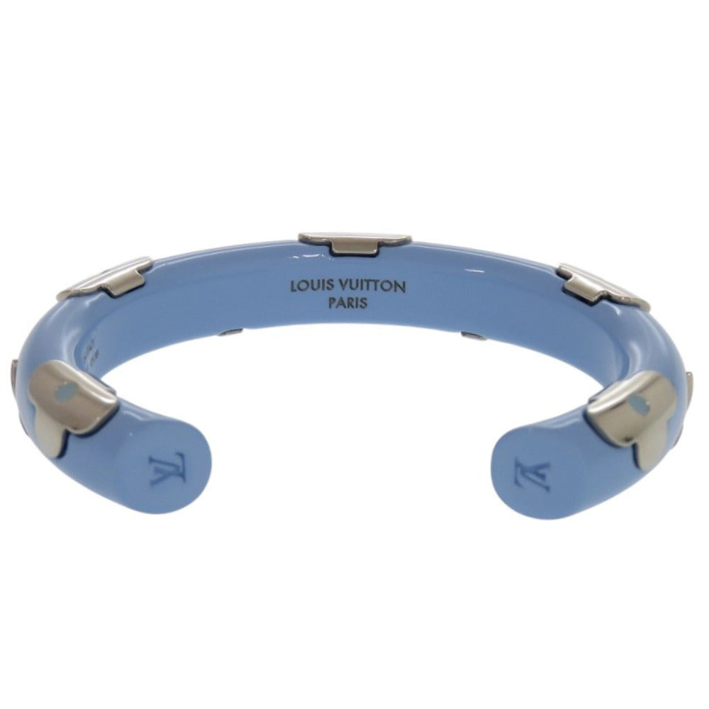 美品 ルイ ヴィトン ジョンク デイリ モノグラム フラワー M63115 セラミック メタル ライトブルー 水 ブレスレット LV 1208【中古】LOUIS VUITTON