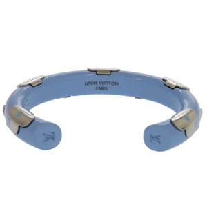 美品 ルイ ヴィトン ジョンク デイリ モノグラム フラワー M63115 セラミック メタル ライトブルー 水 ブレスレット LV 1208【中古】LOUIS VUITTON