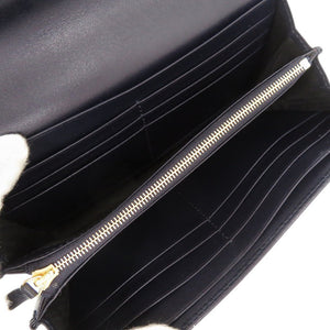 新品同様 グッチ ホースビット 621888 キャンバス レザー ベージュ ネイビー チェーンウォレット 長財布 1236【中古】GUCCI