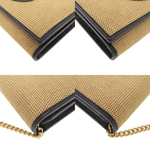 新品同様 グッチ ホースビット 621888 キャンバス レザー ベージュ ネイビー チェーンウォレット 長財布 1236【中古】GUCCI