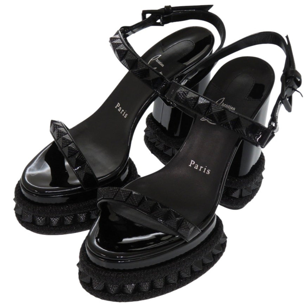 未使用品 クリスチャンルブタン Superaclou エスパドリーユ スーパーアクルー ミニピラミッドスタッズ 3250424B439 ラムナッパレザー ブラック 黒 サンダル 1273【中古】Christian Louboutin