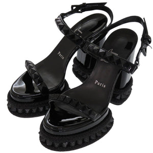 未使用品 クリスチャンルブタン Superaclou エスパドリーユ スーパーアクルー ミニピラミッドスタッズ 3250424B439 ラムナッパレザー ブラック 黒 サンダル 1273【中古】Christian Louboutin