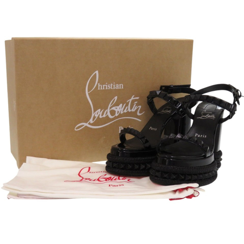未使用品 クリスチャンルブタン Superaclou エスパドリーユ スーパーアクルー ミニピラミッドスタッズ 3250424B439 ラムナッパレザー ブラック 黒 サンダル 1273【中古】Christian Louboutin