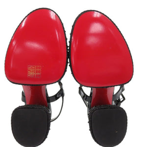 未使用品 クリスチャンルブタン Superaclou エスパドリーユ スーパーアクルー ミニピラミッドスタッズ 3250424B439 ラムナッパレザー ブラック 黒 サンダル 1273【中古】Christian Louboutin