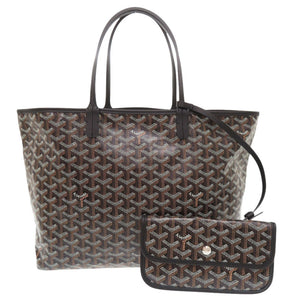 未使用品 ゴヤール サンルイPM PVCコーティングキャンバス レザー ブラック トートバッグ 黒 1288【中古】GOYARD