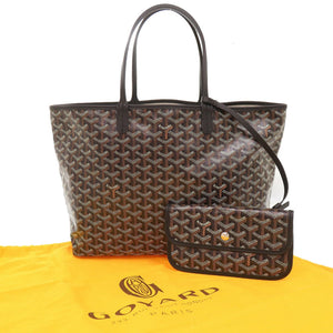未使用品 ゴヤール サンルイPM PVCコーティングキャンバス レザー ブラック トートバッグ 黒 1288【中古】GOYARD