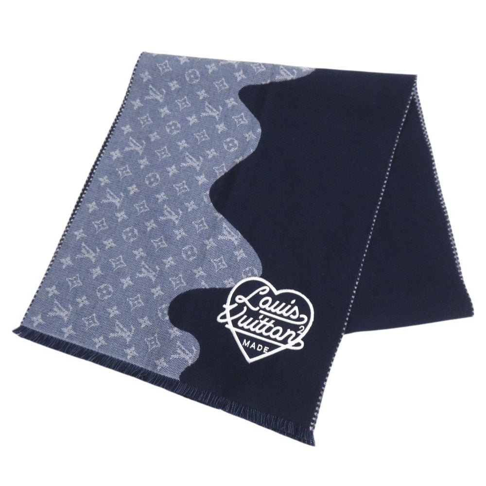 新品同様 ルイ ヴィトン × NIGO エシャルプ モノグラム ドリップ MP3255 ウール ブルー マフラー LV 1310【中古】LOUIS VUITTON