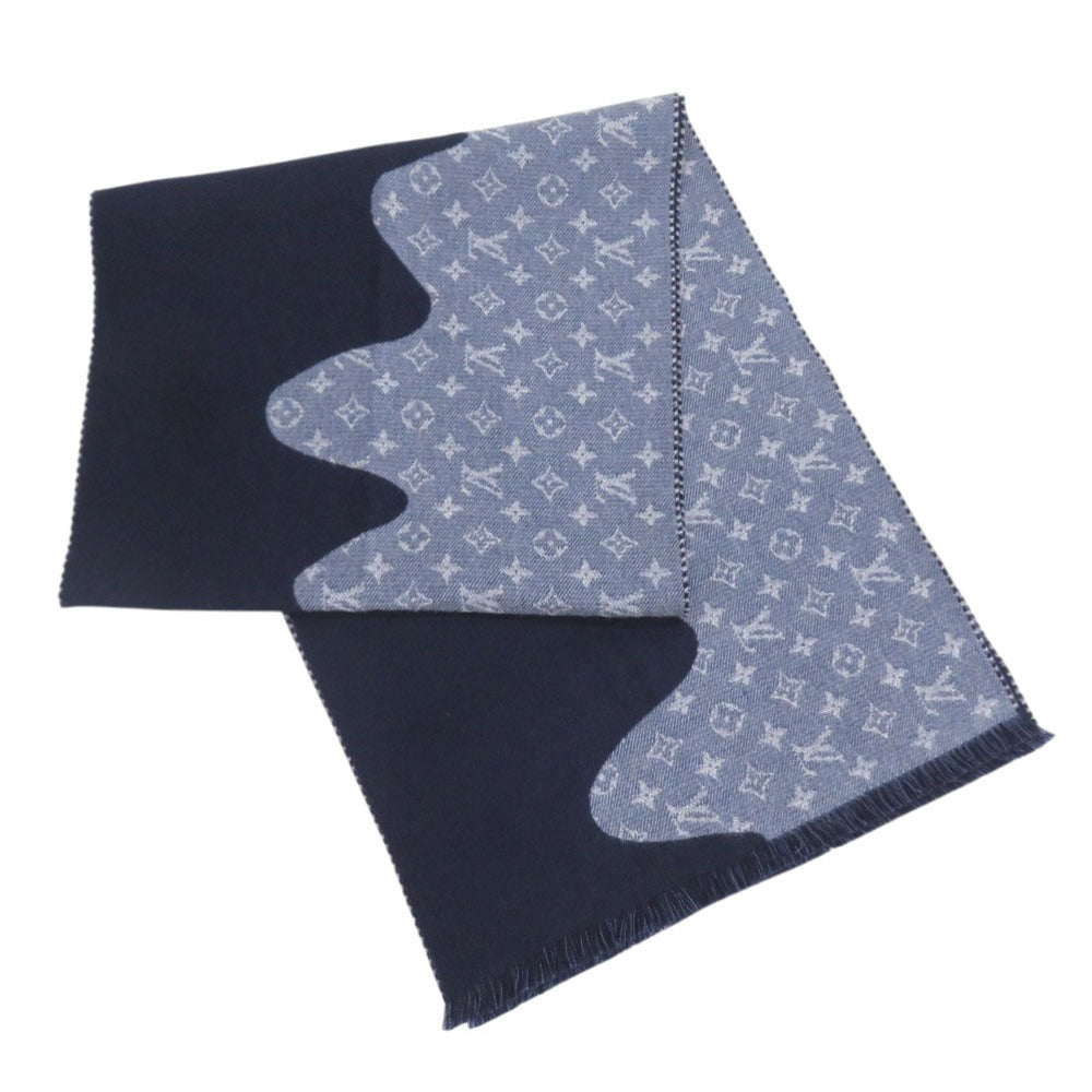 新品同様 ルイ ヴィトン × NIGO エシャルプ モノグラム ドリップ MP3255 ウール ブルー マフラー LV 1310【中古】LOUIS VUITTON