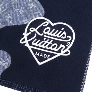新品同様 ルイ ヴィトン × NIGO エシャルプ モノグラム ドリップ MP3255 ウール ブルー マフラー LV 1310【中古】LOUIS VUITTON