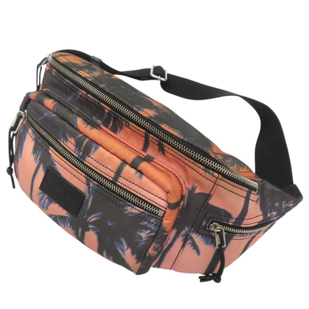 美品 サンローランパリ パームツリー柄 ボディバッグ 581375 ウエストバッグ ナイロン オレンジ 1318【中古】SAINT LAURENT PARIS