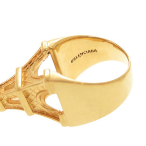 美品 バレンシアガ エッフェル塔 メタル #58 ゴールド リング 指輪 1356【中古】BALENCIAGA