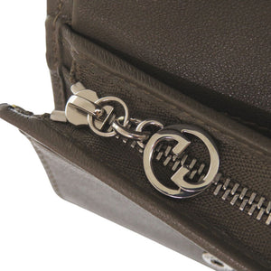 新品同様 グッチ ブロンディ 760317 レザー ブラウン 二つ折り財布 茶 1388【中古】GUCCI