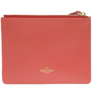 新品同様 ヴァレンティノ ガラヴァーニ ロックスタッズ 7V B 940 PCL3 レザー ピンク クラッチバッグ 1399【中古】Valentino Garavani