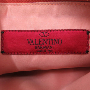 新品同様 ヴァレンティノ ガラヴァーニ ロックスタッズ 7V B 940 PCL3 レザー ピンク クラッチバッグ 1399【中古】Valentino Garavani