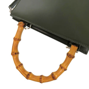 新品同様 ジルサンダー トゥーティ― TOOTIE バンブーハンドル 2WAY レザー バンブー カーキ 緑 クラッチバッグ 1400【中古】JIL SANDER