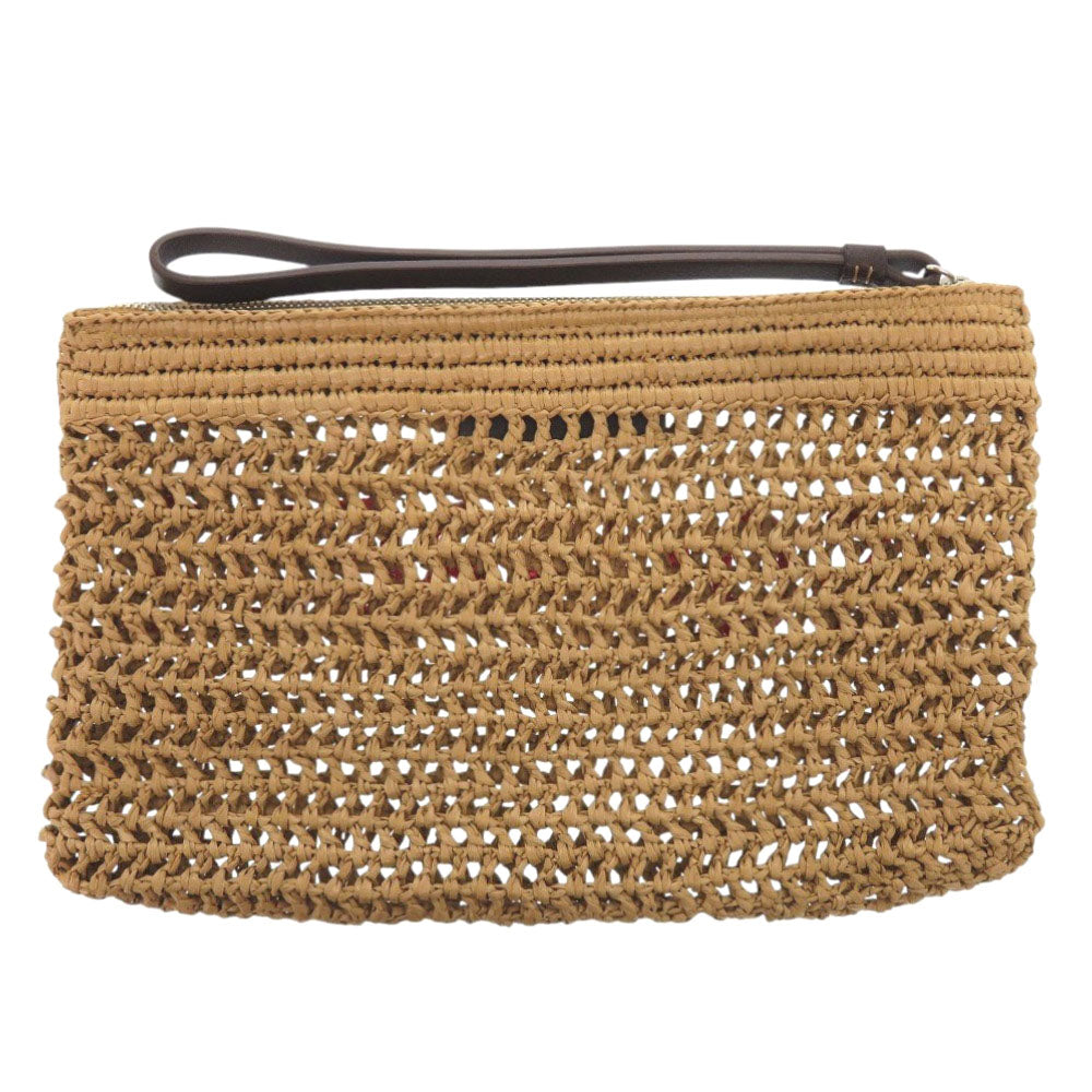 新品同様 ディースクエアード ラフィア レザー ベージュ クラッチバッグ 1465【中古】DSQUARED2