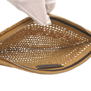 新品同様 ディースクエアード ラフィア レザー ベージュ クラッチバッグ 1465【中古】DSQUARED2