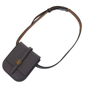 美品 バーバリー ウエストポーチ レザー グレー 灰 ウエストバッグ 1475【中古】BURBERRY