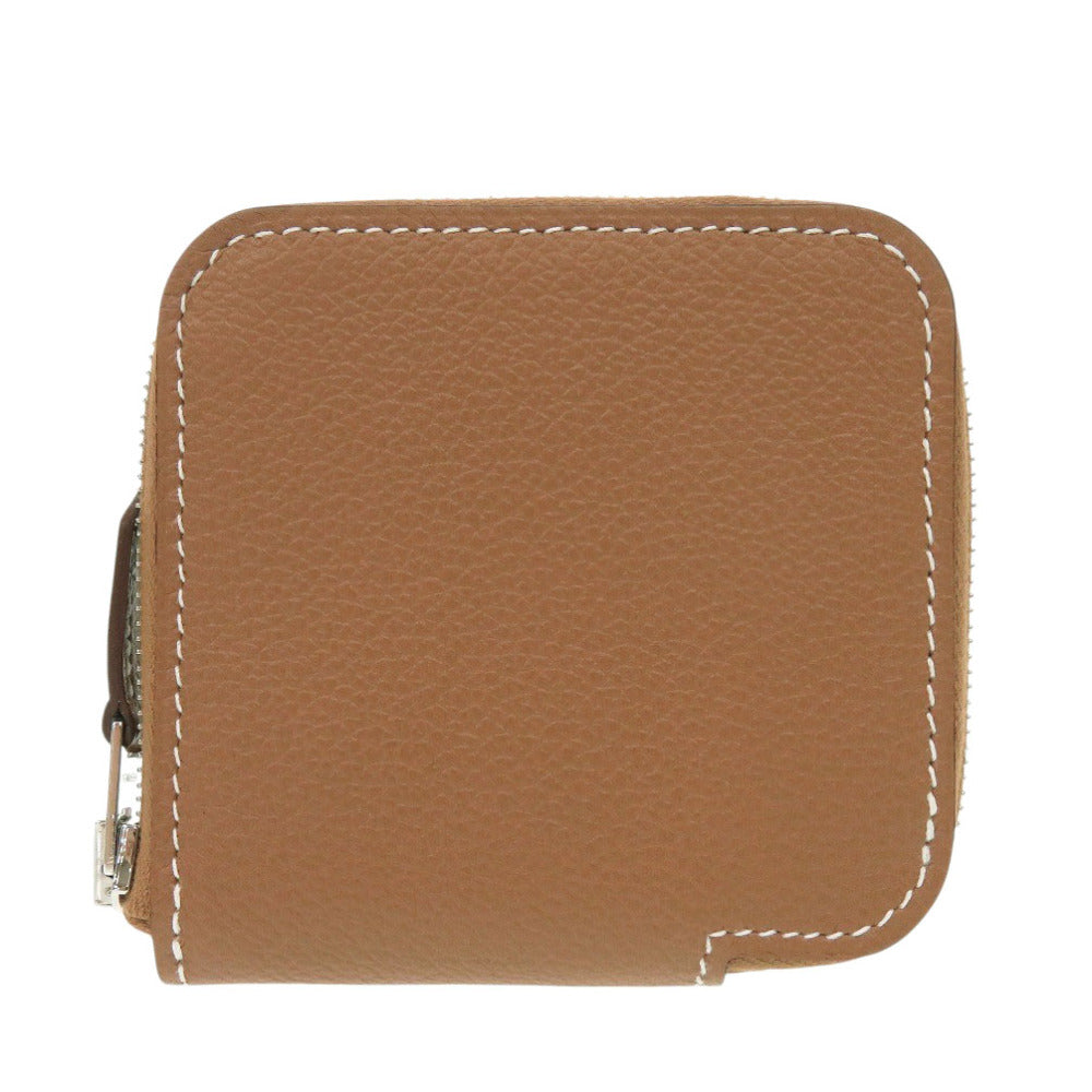 未使用 エルメス アザップ シルクイン コンパクト ミニ ヴォーエプソン ゴールド コインケース B刻印(2023年製) ブラウン 1490【中古】HERMES