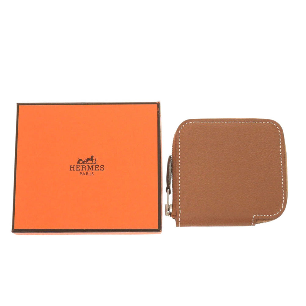 未使用 エルメス アザップ シルクイン コンパクト ミニ ヴォーエプソン ゴールド コインケース B刻印(2023年製) ブラウン 1490【中古】HERMES