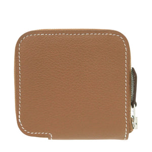 未使用 エルメス アザップ シルクイン コンパクト ミニ ヴォーエプソン ゴールド コインケース B刻印(2023年製) ブラウン 1490【中古】HERMES