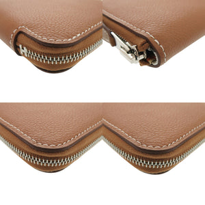 未使用 エルメス アザップ シルクイン コンパクト ミニ ヴォーエプソン ゴールド コインケース B刻印(2023年製) ブラウン 1490【中古】HERMES