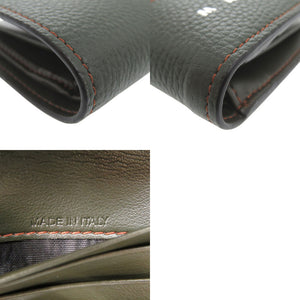 新品同様 マルニ ロゴプリント ステッチ PFMI006U0LV688 二つ折り財布 レザー グリーン 1492【中古】MARNI