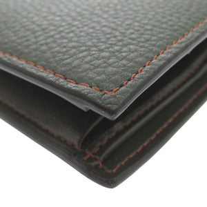 新品同様 マルニ ロゴプリント ステッチ PFMI006U0LV688 二つ折り財布 レザー グリーン 1492【中古】MARNI