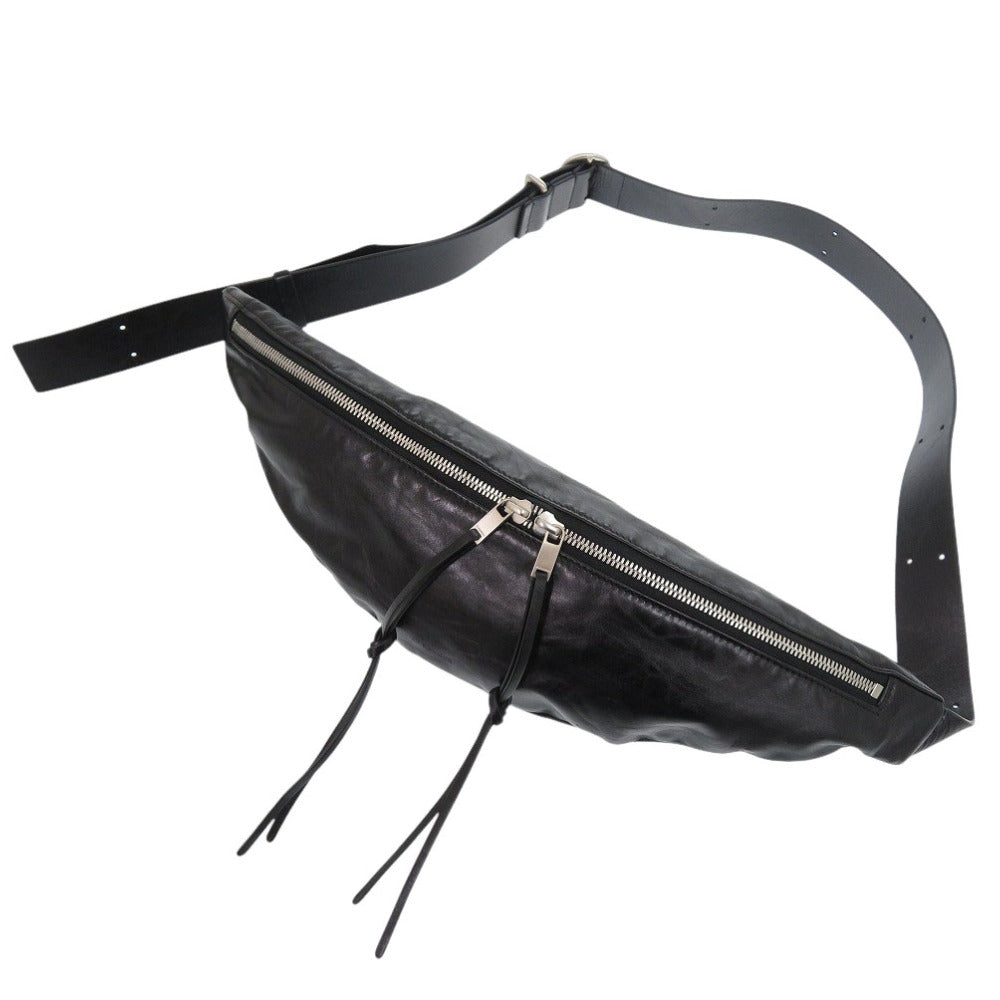 美品 ジルサンダー バナナ ベルトバッグ レザー ブラック ウエストバッグ 黒 1515【中古】JIL SANDER