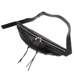 美品 ジルサンダー バナナ ベルトバッグ レザー ブラック ウエストバッグ 黒 1515【中古】JIL SANDER