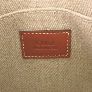 新品同様 クロエ WOODY ウッディ ミディアム トートバッグ CHC22SS397 レザー/リネンキャンバス ベージュ ハンドバッグ 1517【中古】Chloe