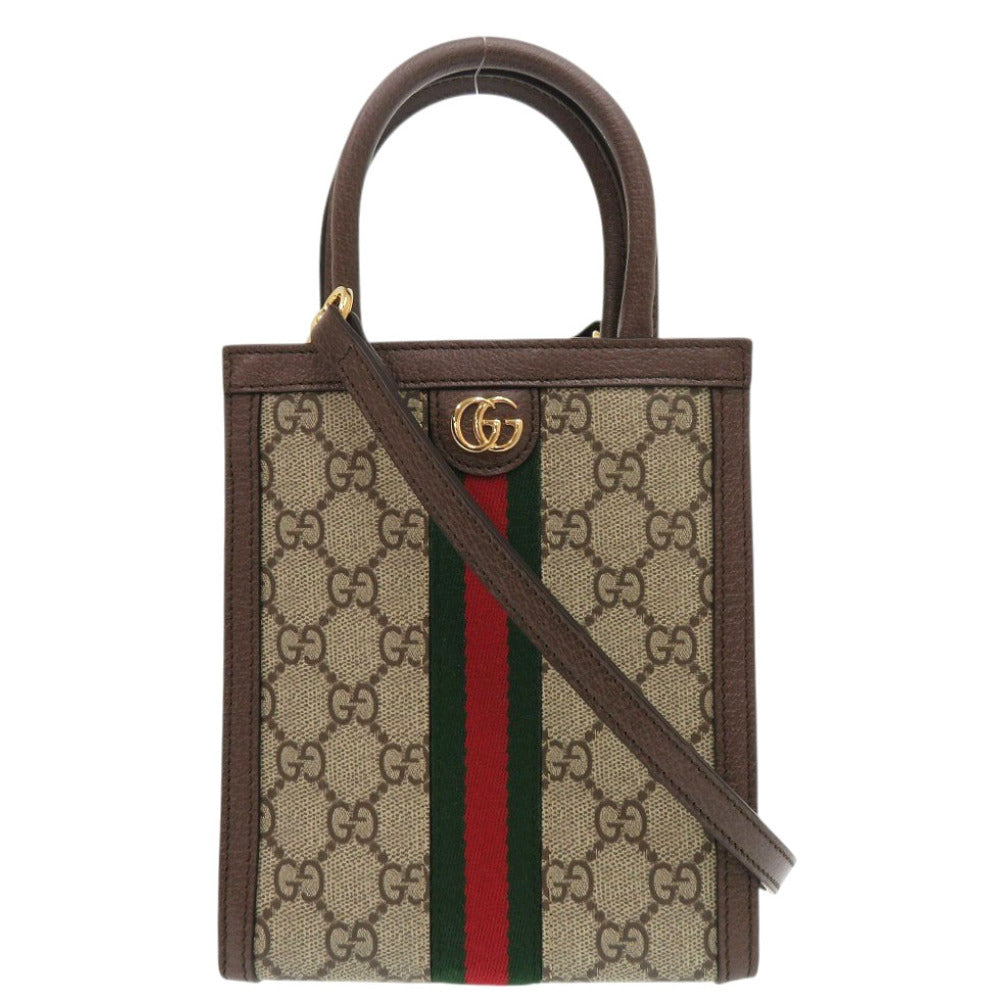 未使用 グッチ オフィディア 772317-525040 GGスプリームキャンバス レザー ブラウン ハンドバッグ 2way ショルダーバッグ 1533【中古】GUCCI