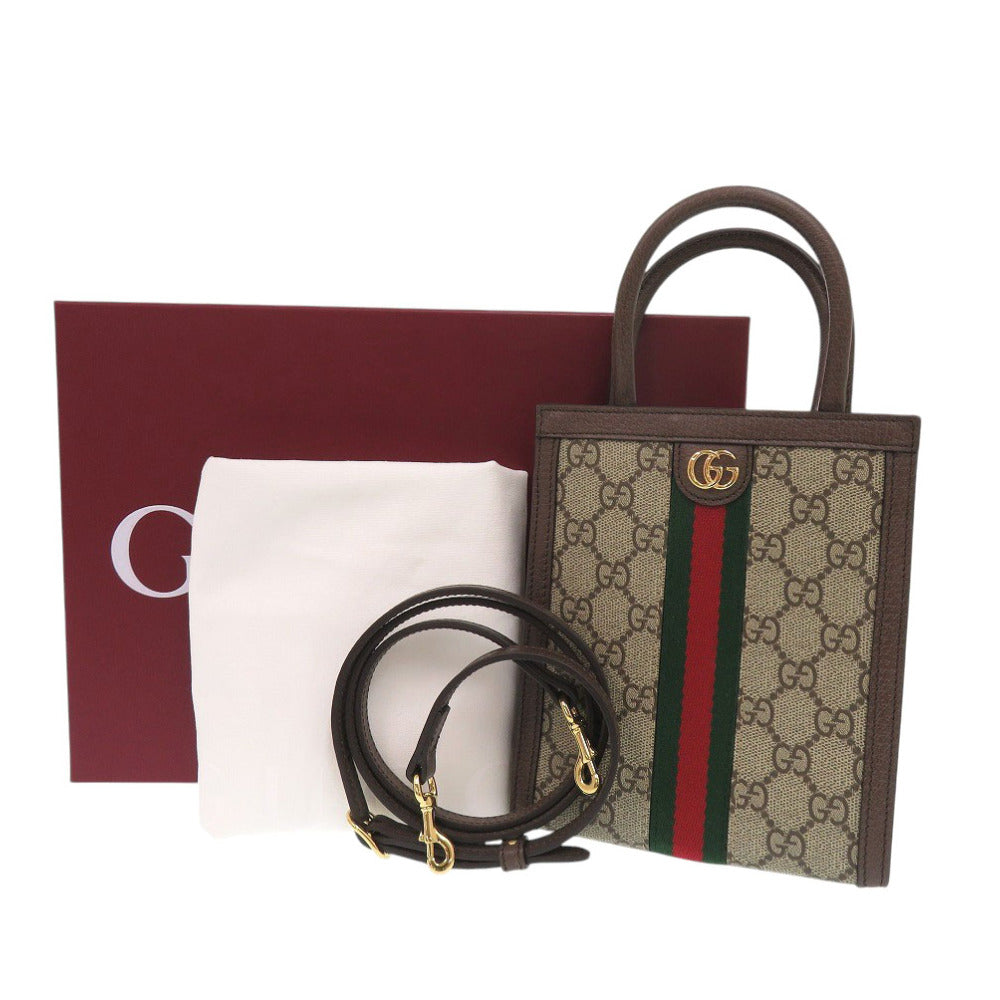 未使用 グッチ オフィディア 772317-525040 GGスプリームキャンバス レザー ブラウン ハンドバッグ 2way ショルダーバッグ 1533【中古】GUCCI