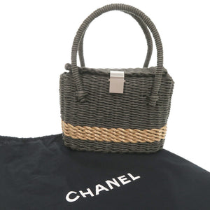 シャネル ストロー グレー かごバッグ ハンドバッグ 1538【中古】CHANEL