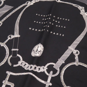 未使用 エルメス カレ90 PLANCHE D ETVDE 正装のエチュード ラインストーン シルク ブラック 黒 1565 【中古】 HERMES