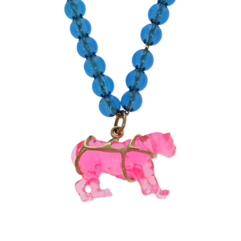 美品 ディオール パンサー レジン ブルー ゴールド金具 青 チョーカー 1569【中古】Dior