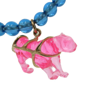 美品 ディオール パンサー レジン ブルー ゴールド金具 青 チョーカー 1569【中古】Dior